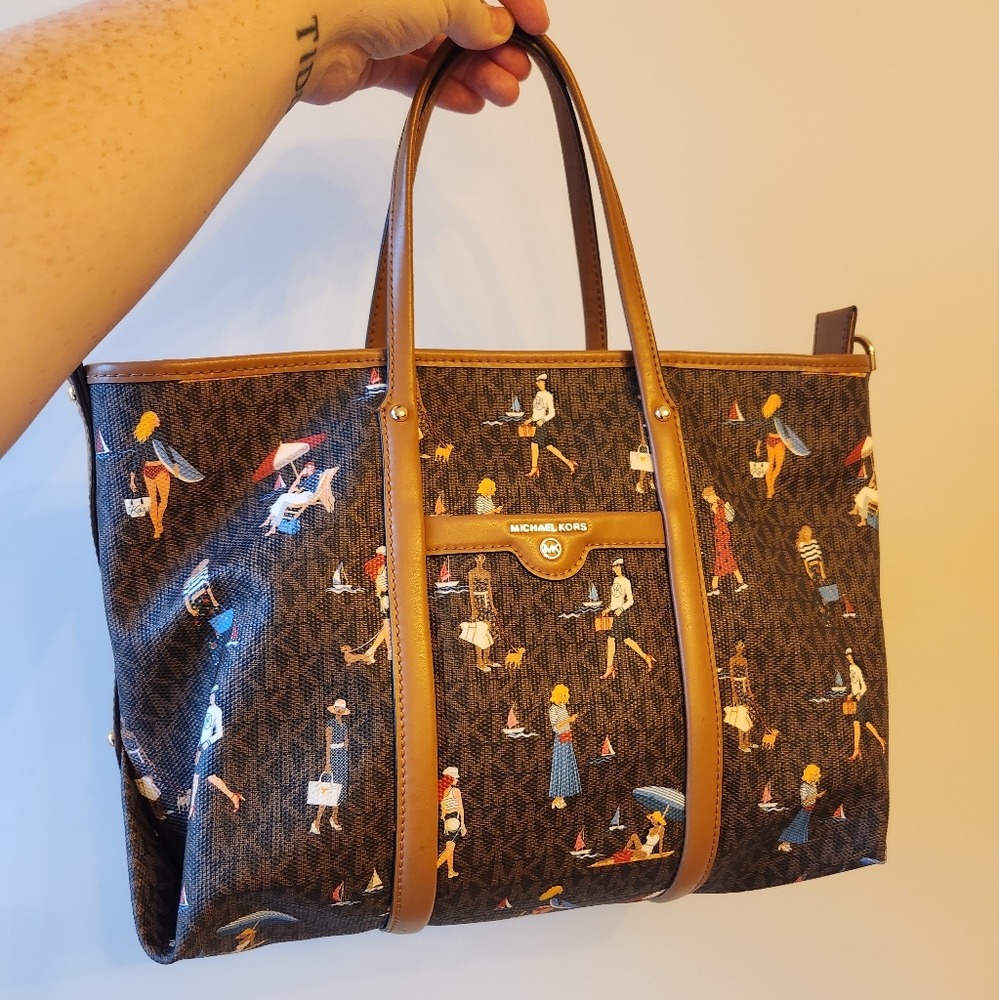 Michael Kors Brown Beach Beck medium jet set tote